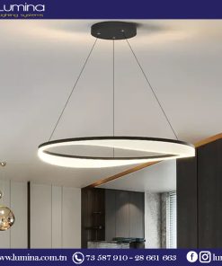 Lustre Led noir Anneau Acrylique 40cm KX057