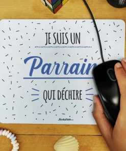 Alternative view of Tapis de souris – “Je suis un parrain qui déchire” – Cadeau Parrain