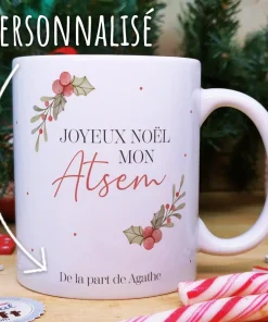 Mug “Joyeux Noël mon Atsem” personnalisé – Cadeau Noël